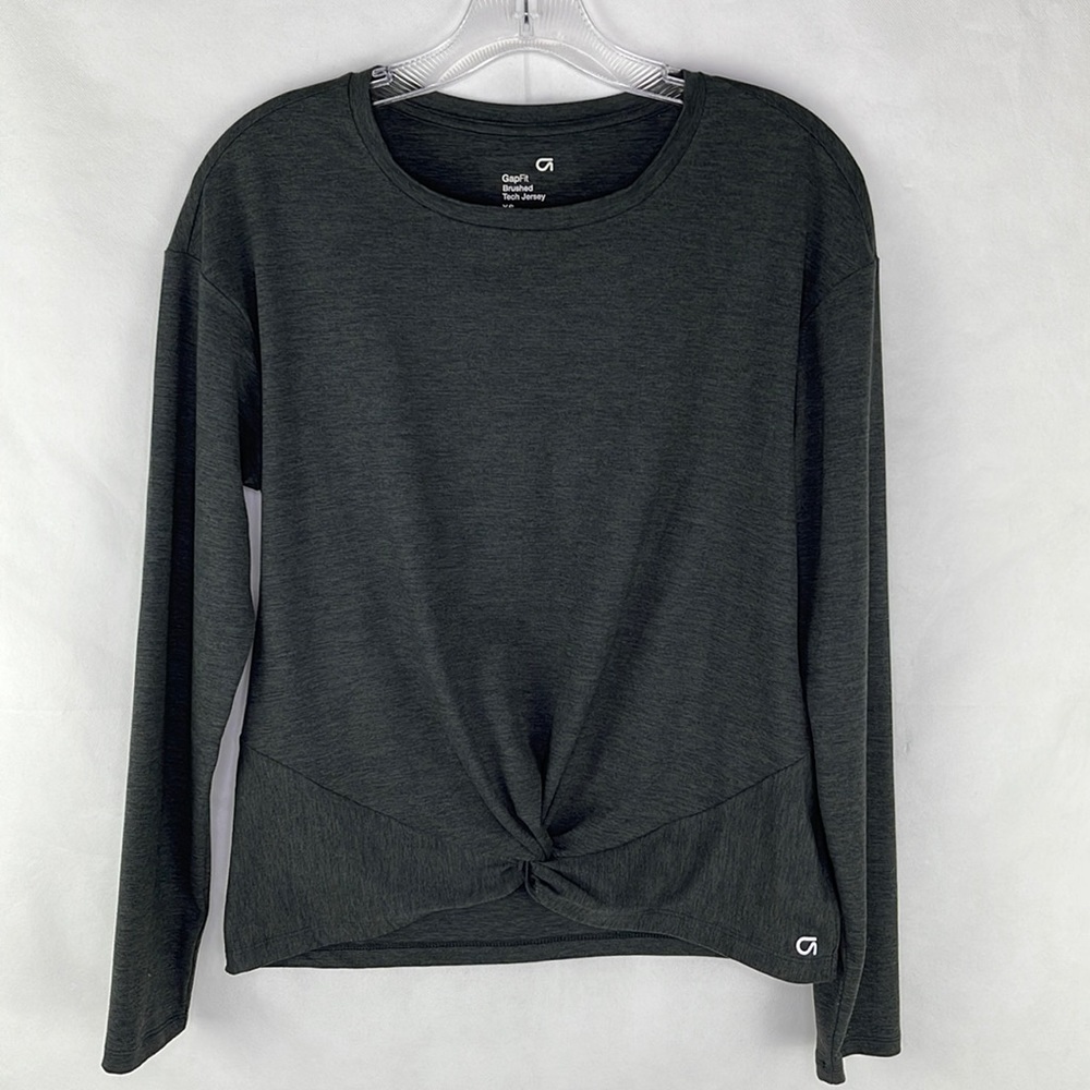 GapFit Brushed Tech Jersey Knot Front Top Yoga Sport Athletic